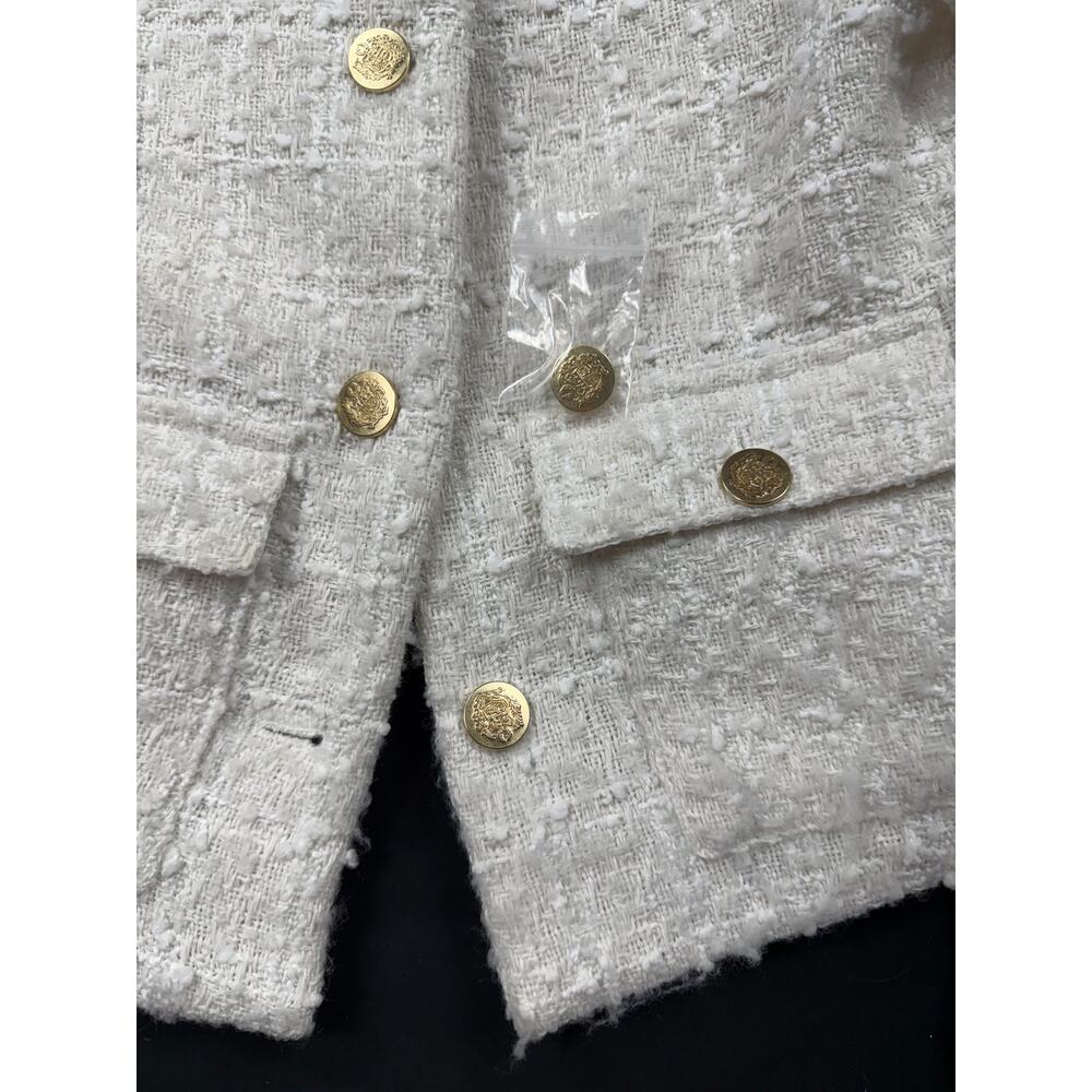 Mark Edwards Studio Tweed Crop Blazer Jacket Sz XS Ivory Blazer - Picture 6 of 12